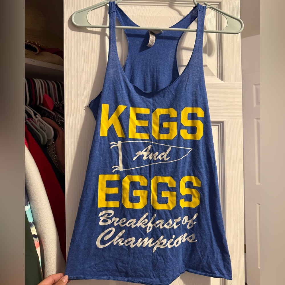 Blue Tank Top with Yellow Print